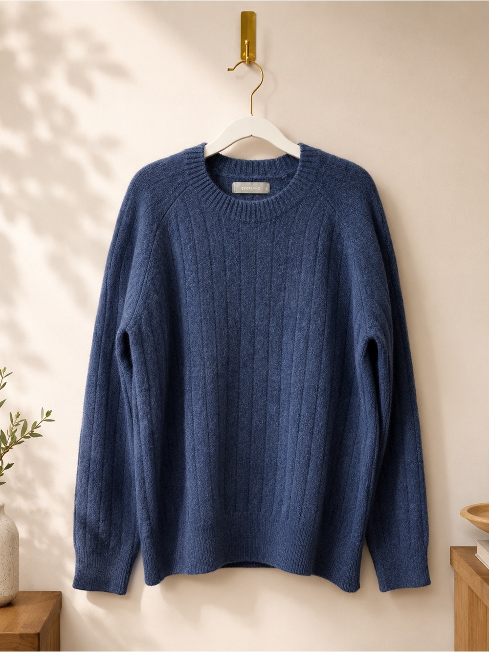 Everlane 100% Wool Women’s Crewneck Sweater Size M Heather Navy Blue